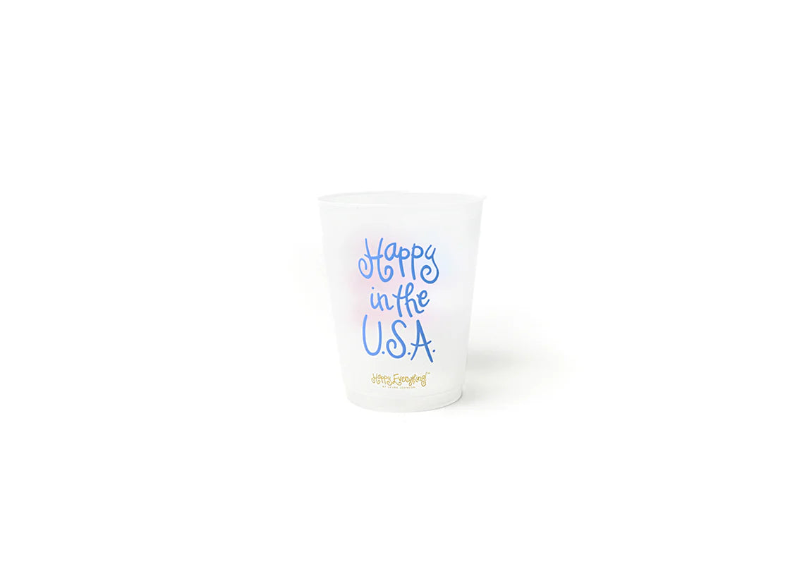 HAPPY EVERYTHING FLAG FROSTED CUPS SET OF 10