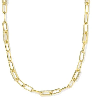 KENDRA SCOTT BELLA CHAIN NECKLACE GOLD WHITE CZ