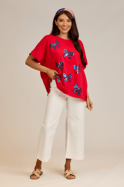 MUD PIE AMERICANA SPARKLE TOP-RED