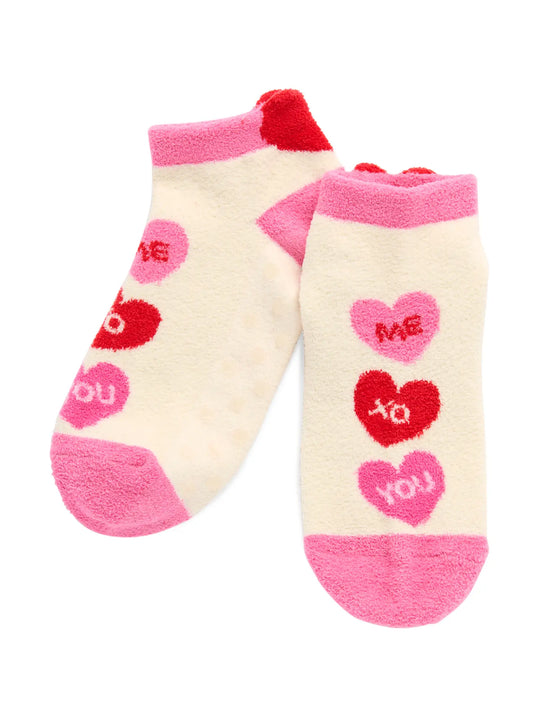 Shiraleah Candy Hearts Home Socks, Ivory