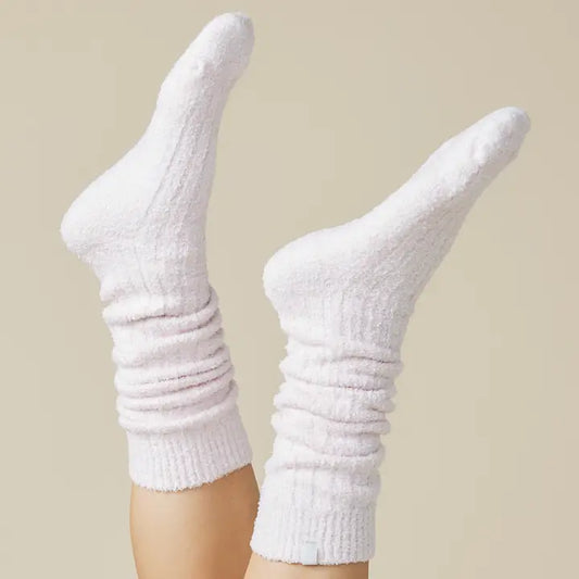 Softies Women's Soft, Cozy, Slouchy Marshmallow Socks with Grippers-Heather Blush Pink