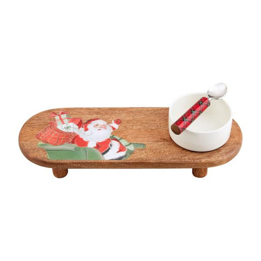 MUD PIE SANTA ENAMEL TRAY & DIP SET