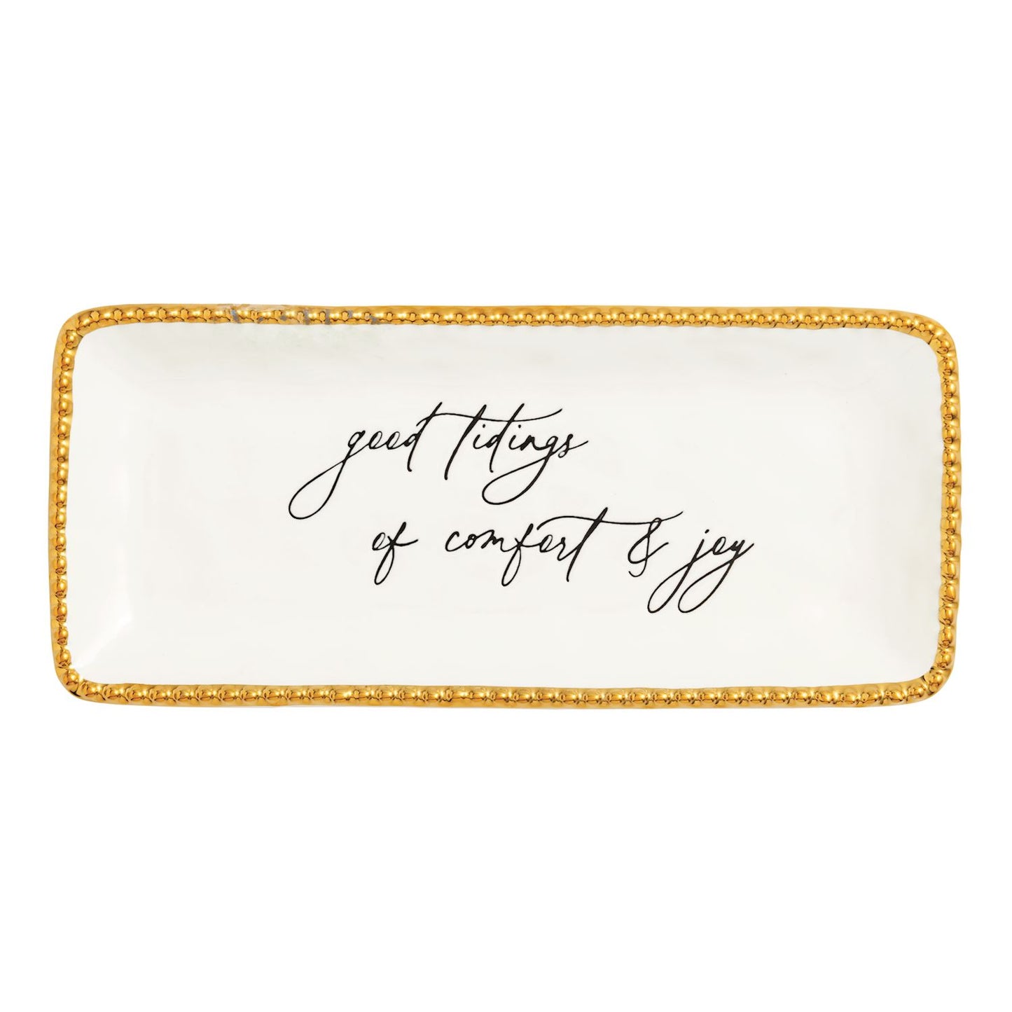 MUD PIE GOOD TIDINGS GOLD EDGE SENTIMENT TRAY