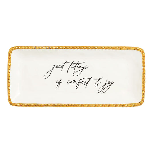 MUD PIE GOOD TIDINGS GOLD EDGE SENTIMENT TRAY
