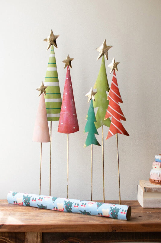 Kalalou Painted Metal Christmas Tree Trios