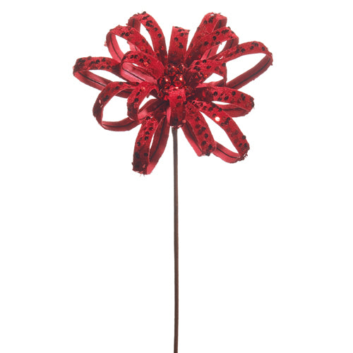 RAZ Imports 22" RED GLITTER BOW PICK