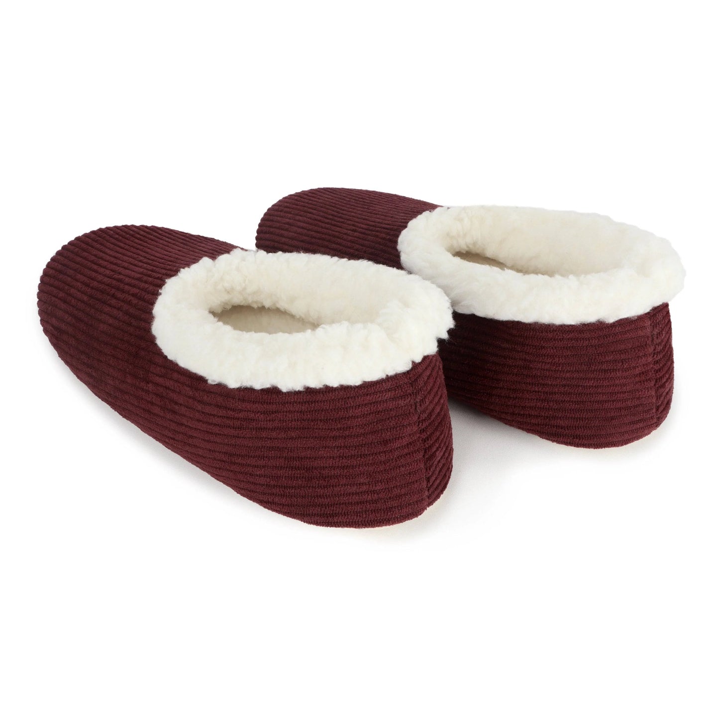 Snoozies! Womens Solid Corduroy Slipper With Memory Foam Sole Cabernet