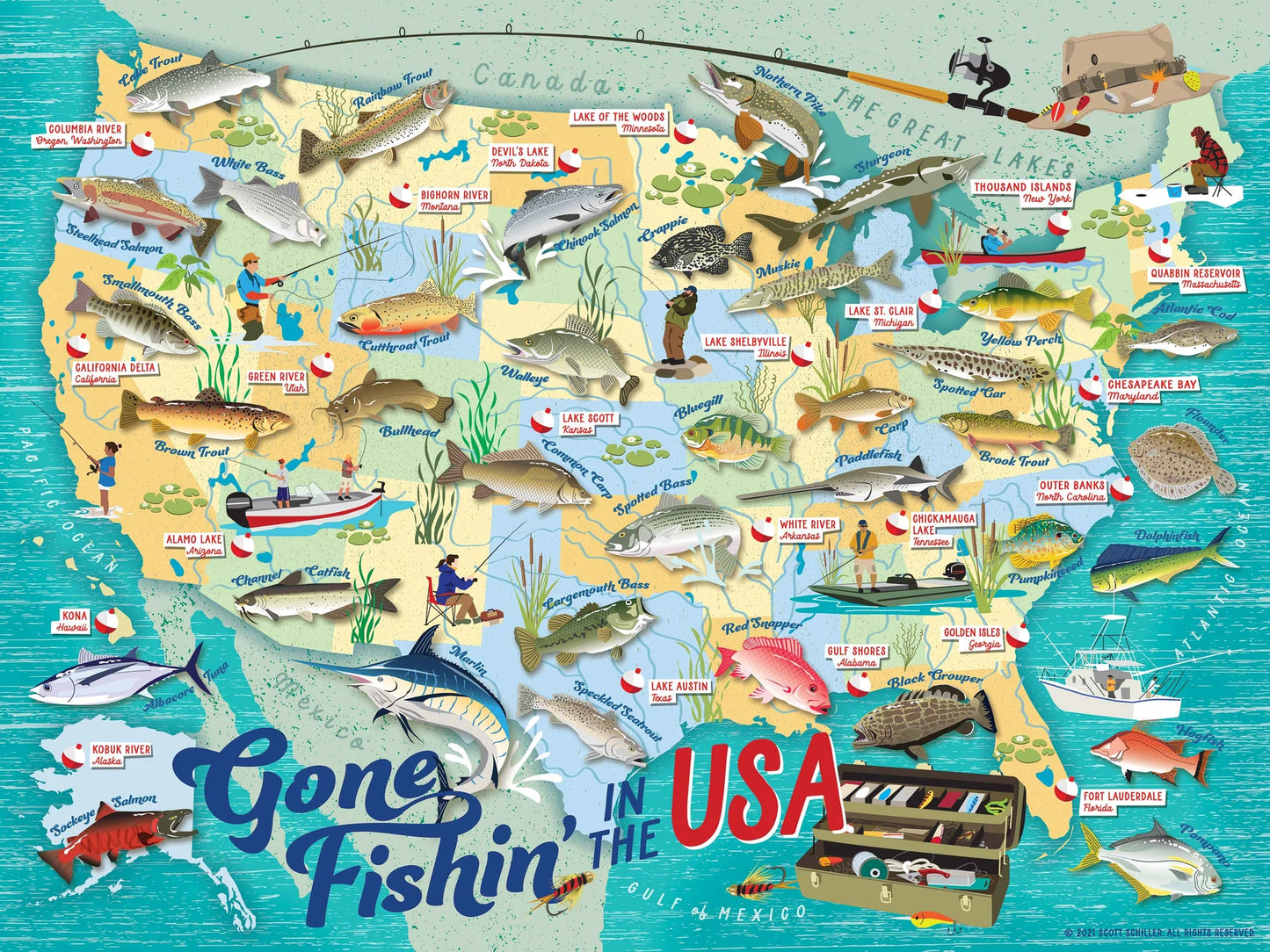 True South Puzzle Co. Gone Fishin' in the USA