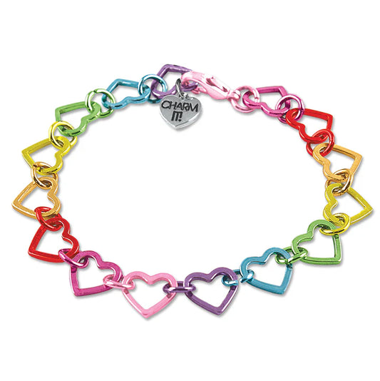 Charm It! Rainbow Heart Link Bracelet