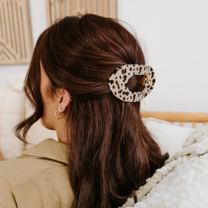 Teleties Round Flat Hair Clip | Large | Blonde Tortoise
