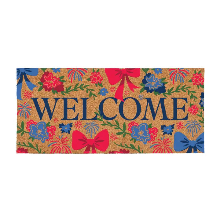 Evergreen Enterprises American Classic Red White & Bows Flocked Coir Sassafras Switch Mat