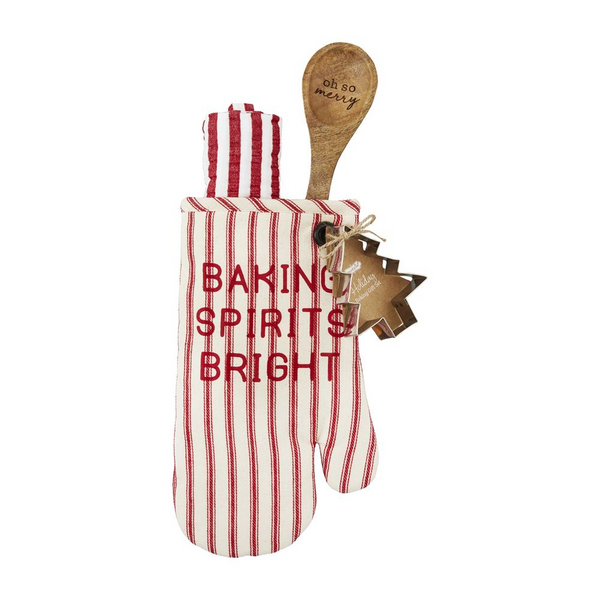 MUD PIE STRIPE OVEN MITT GIFT SET