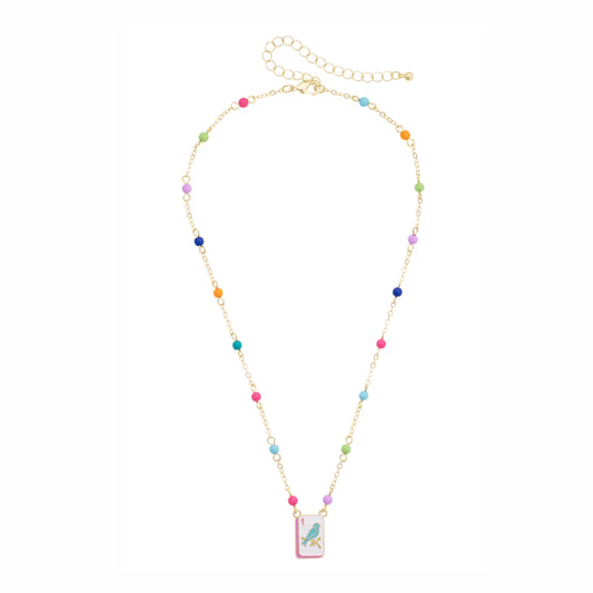 Canvas Style Bird Bam Layering Necklace in Pastel Multi