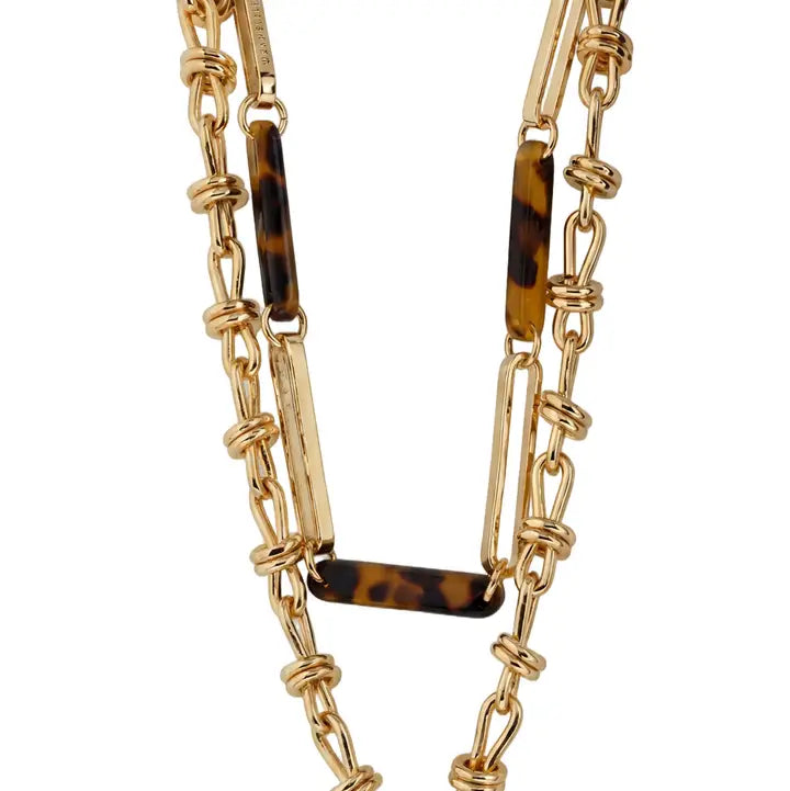 Jane Marie Gold Two Strand Gold, Tortoise Knot Chain Ncklc w/ Gold Cros