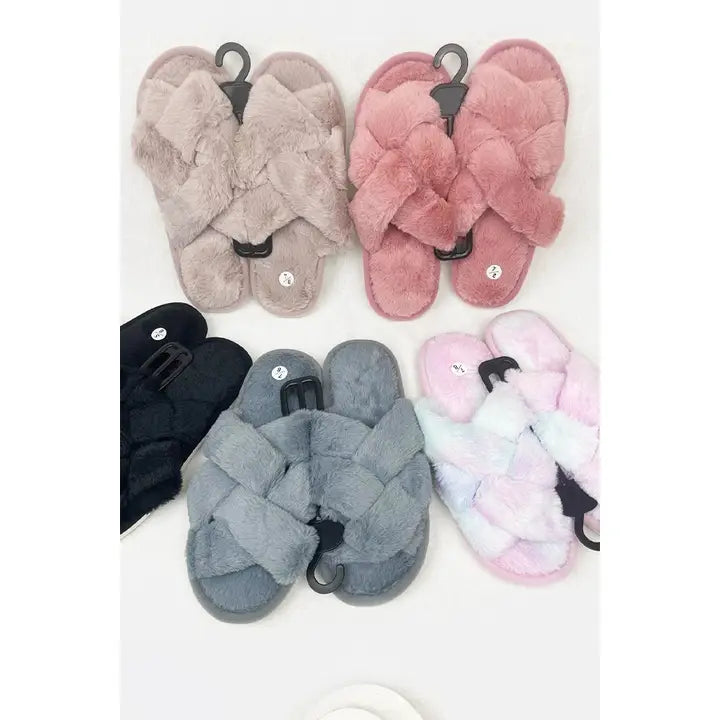 Love and Repeat Soft Tone Bow Cozy Indoor Open Toe Slipper