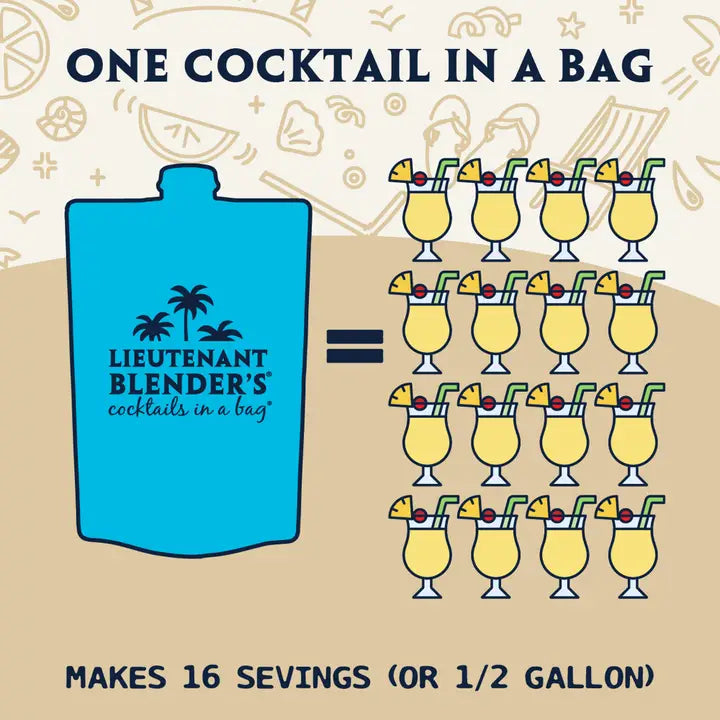 Lieutenant Blender's Pina Colada in A Bag® Cocktail / Mocktail Slushie Mixer