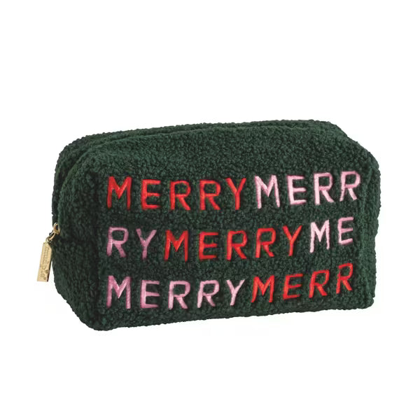 MUD PIE MERRY EMBROIDERED POUCH