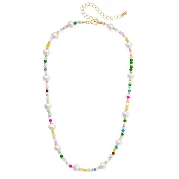 Canvas Style Georgia Pearl & Rainbow Beaded Necklace in Multi