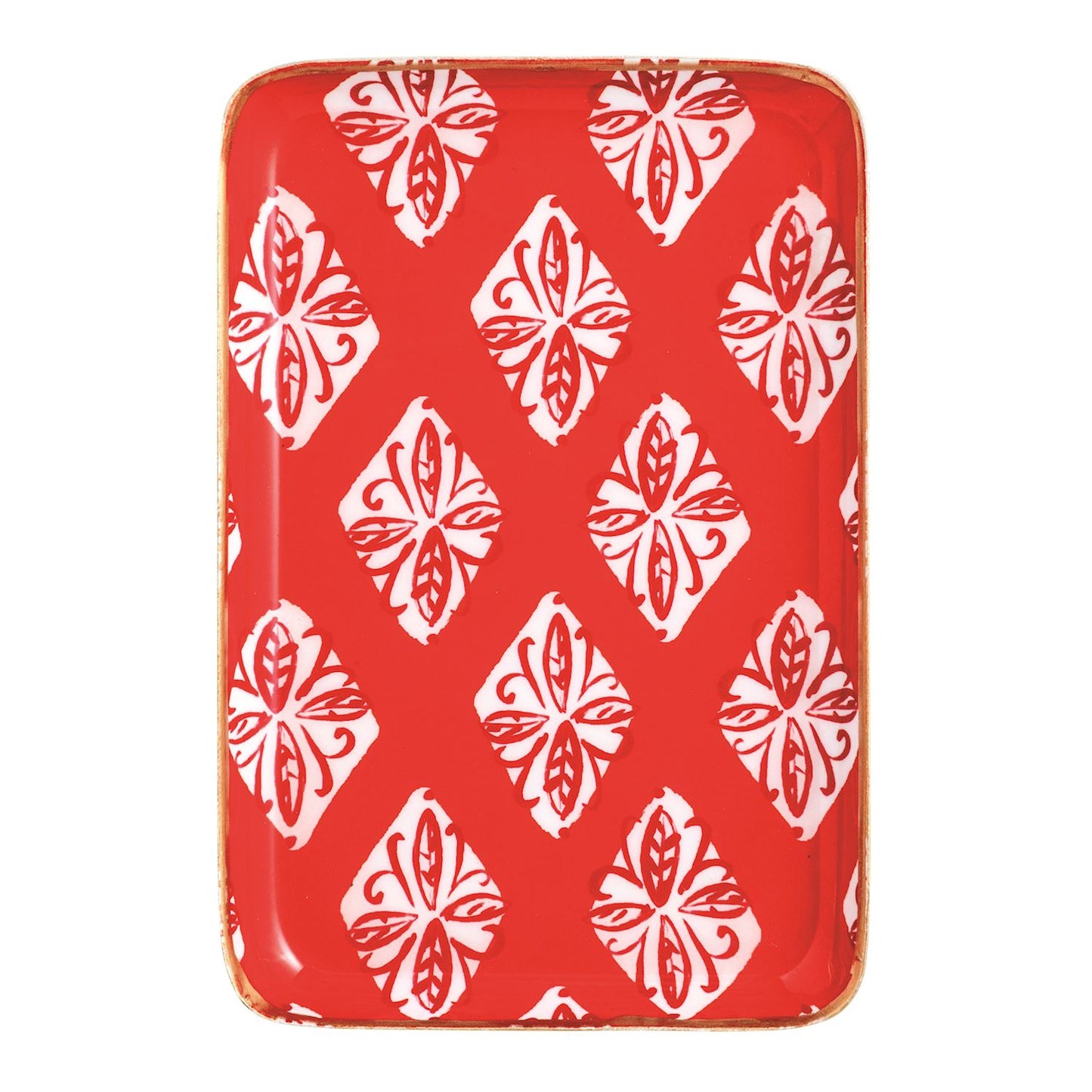 MUD PIE RED BLOCK METAL TIDBIT PLATE