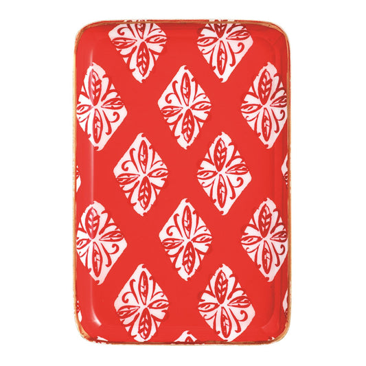 MUD PIE RED BLOCK METAL TIDBIT PLATE