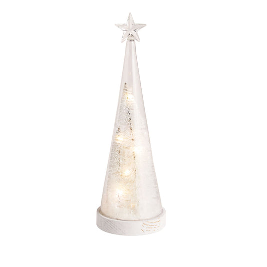 Mud Pie Two White Trees Light-Up Tree Scene Sitter