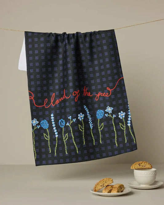 Geometry Land of Free Tea Towel