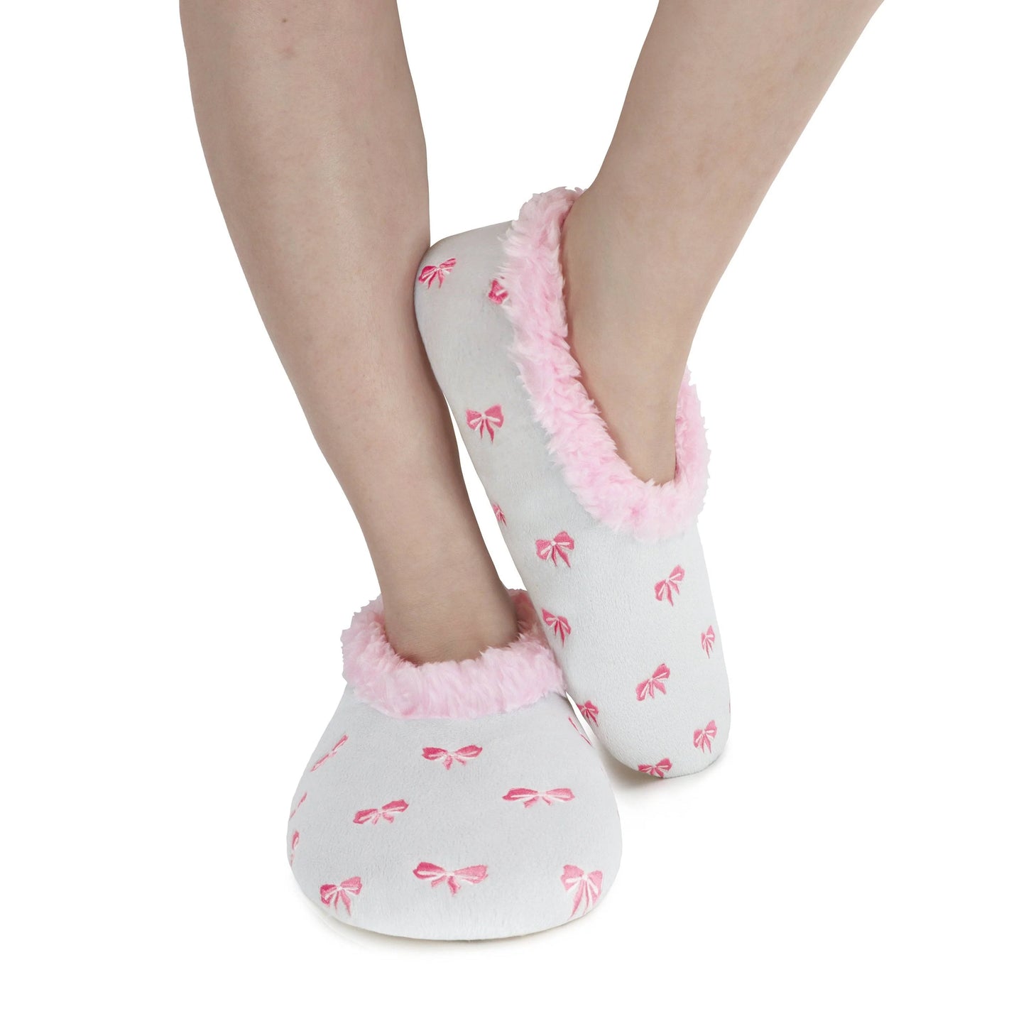 Snoozies! Womens Embroidered Bow-Utiful Slipper With Memory Foam Sole Light Grey