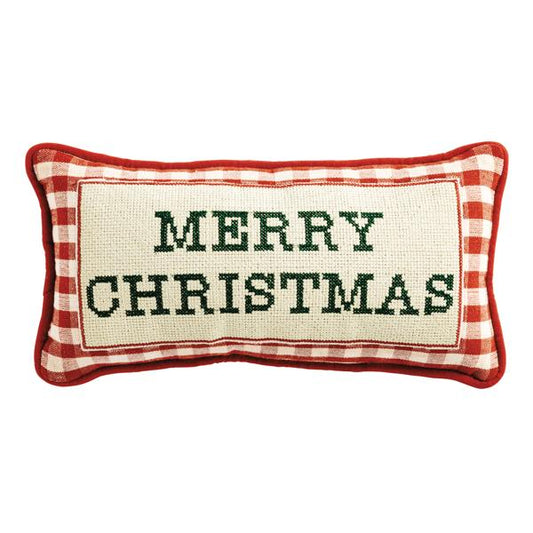 MUD PIE NEEDLE POINT MERRY CHRISTMAS PILLOW