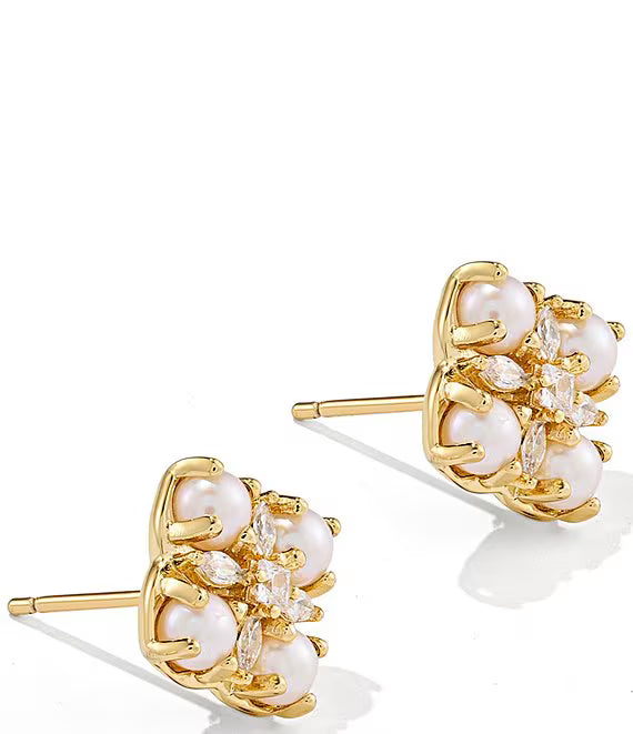 KENDRA SCOTT DIRA PEARL STUD EARRINGS GOLD FRESHWATER CULTURED PEARL