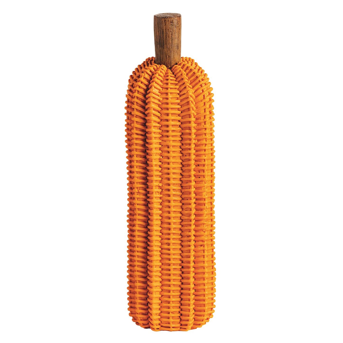 MUD PIE LARGE ORANGE RESIN WICKER PUMPKIN SITTER
