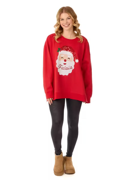 MUD PIE SANTA SPARKLE ONE SIZE SWEATSHIRT