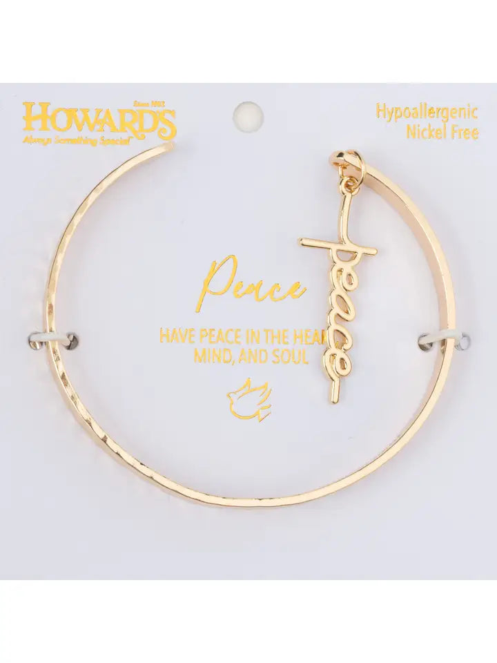 Howard's Inspirational Nina Peace Charm Cuff Bracelet