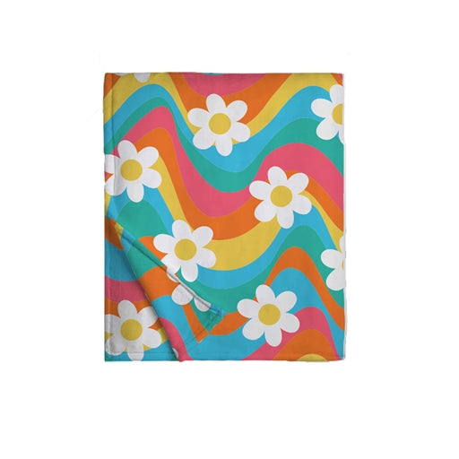 Southern Couture 50x80 Super Soft Blanket Retro Daisies