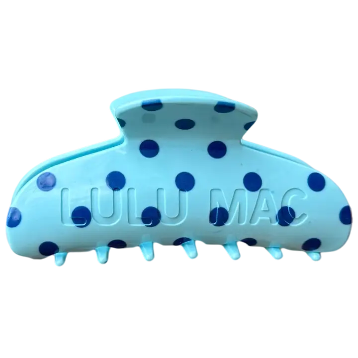 Lulu Mac Hair Clips- Blue/Navy Dot