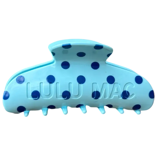 Lulu Mac Hair Clips- Blue/Navy Dot