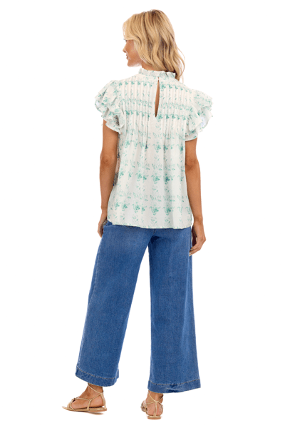 MUD PIE DOLLY FLUTTER TOP-WHITE