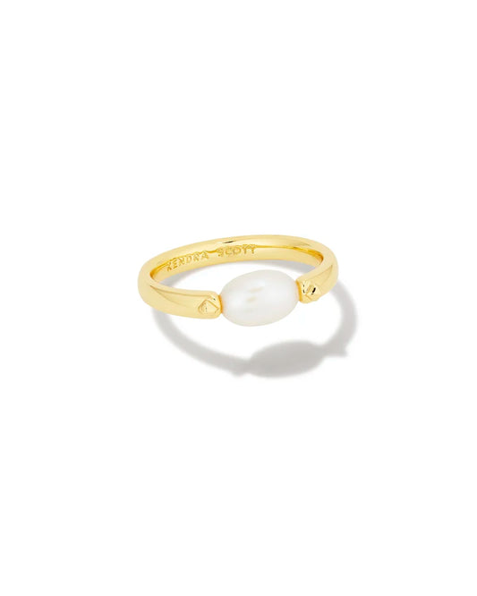 Kendra Scott Leighton Gold Pearl Band Ring in Freshwater Cultured Pearl