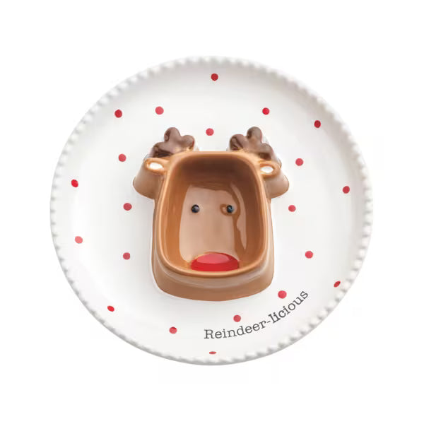MUD PIE REINDEER SECTIONED CHRISTMAS DISH