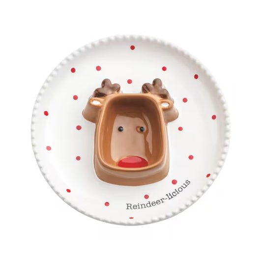 MUD PIE REINDEER SECTIONED CHRISTMAS DISH