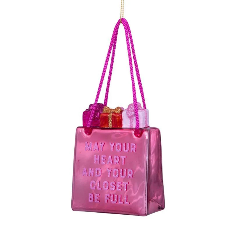 Vondels Pink Shopping Bag Christmas Ornament