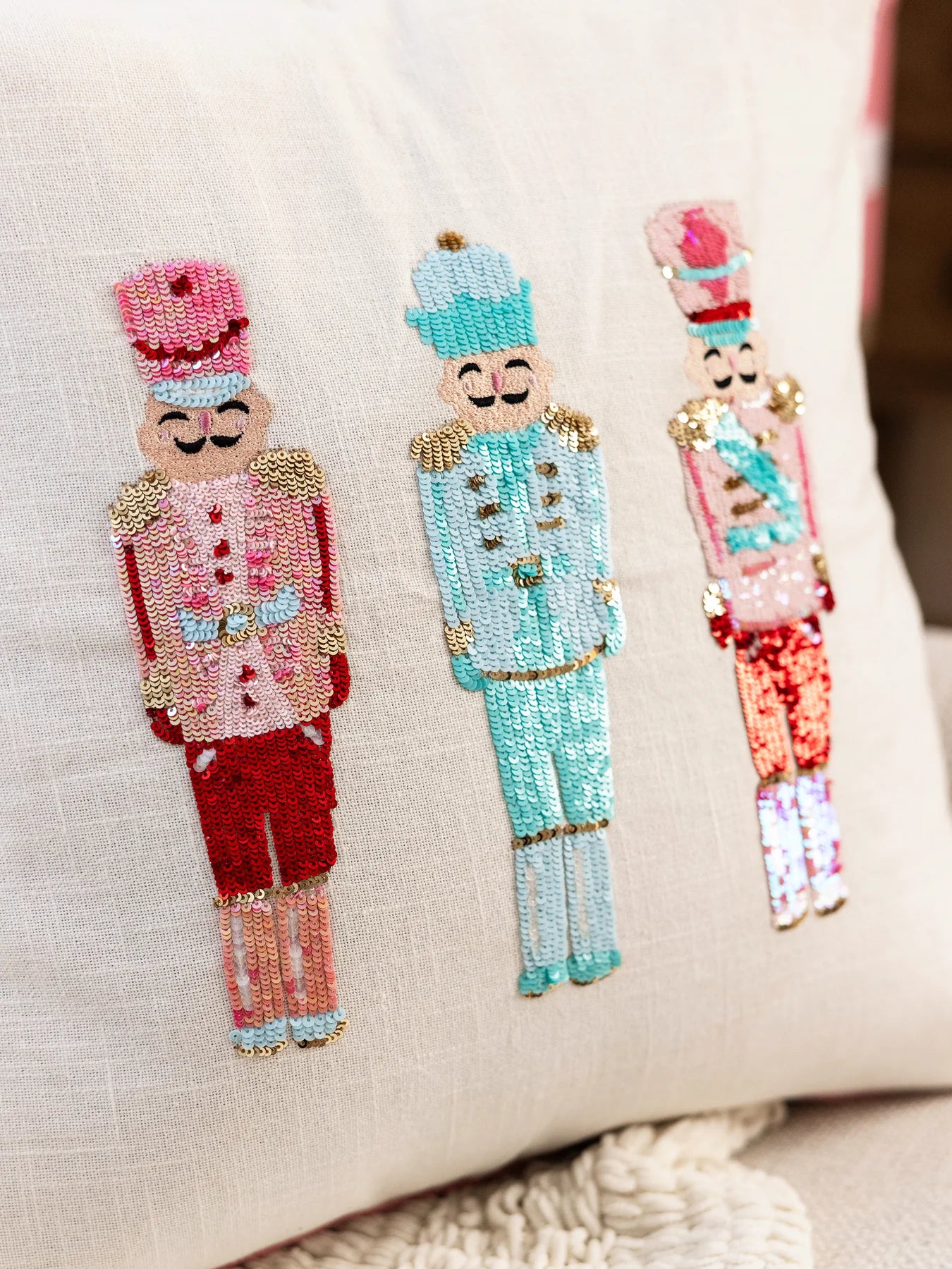 Mary Square Square Pillow | Sequin Nutcrackers