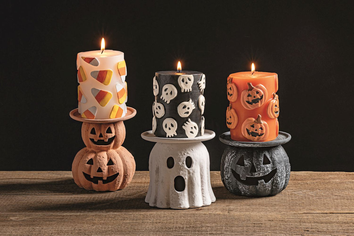 MUD PIE SKULL PILLAR CANDLE