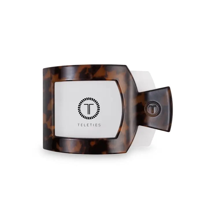 Teleties Square Flat Hair Clip | Med. | Tortoise