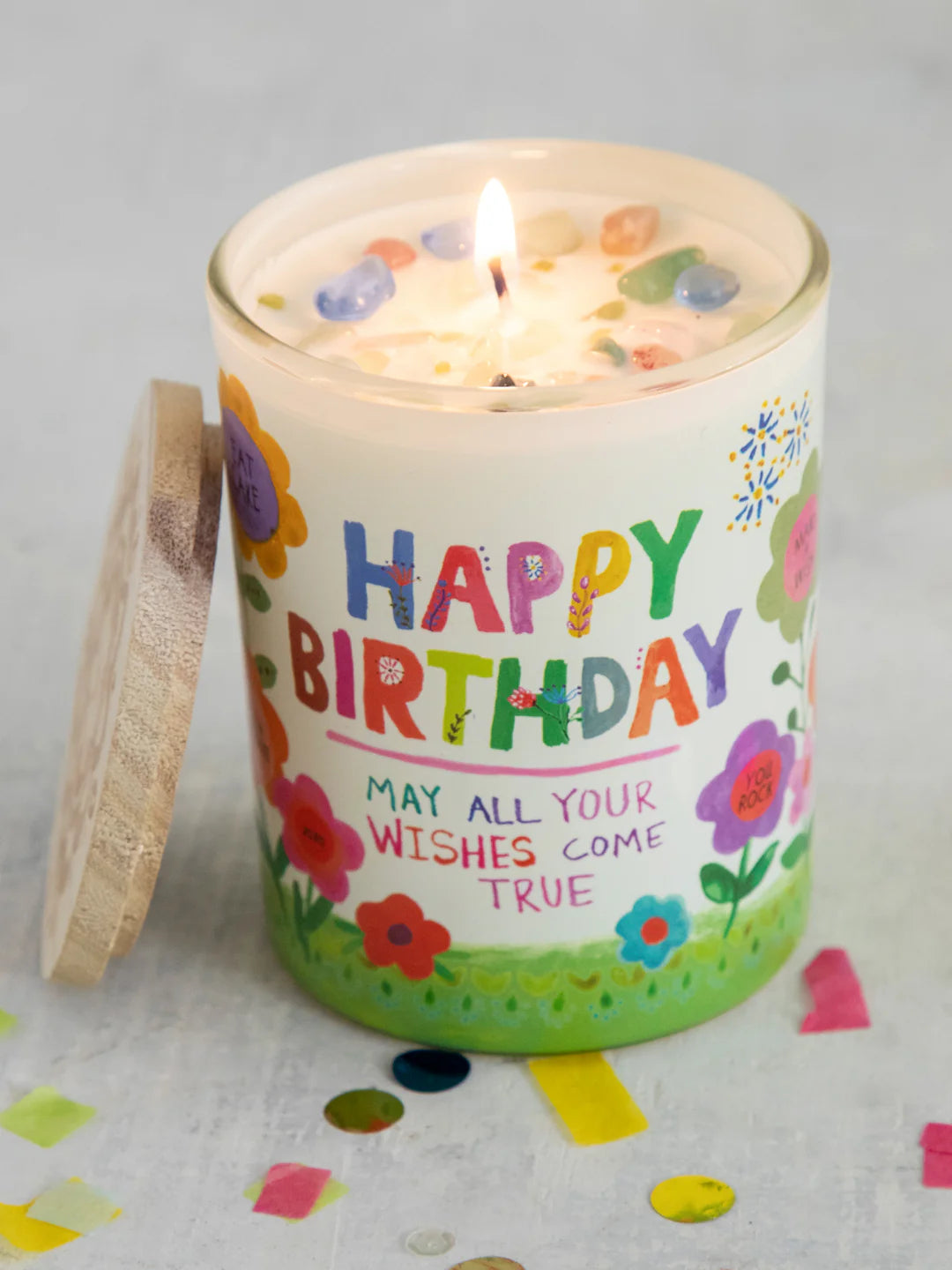 Natural Life Gemstone Candle-Happy Birthday