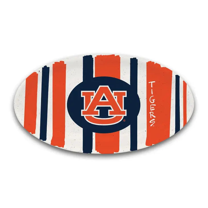 MAGNOLIA LANE AUBURN  12″ OVAL STRIPED PLATE