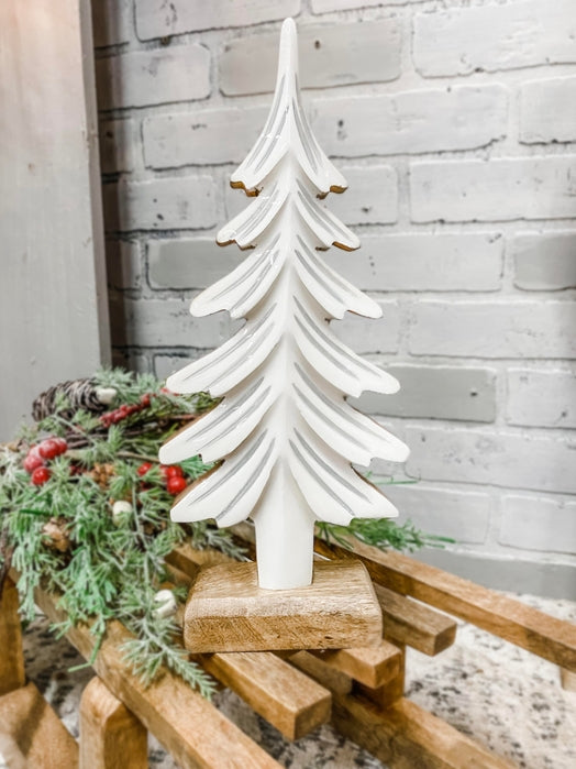 Wooden Tree w/ White & Gold Enamel