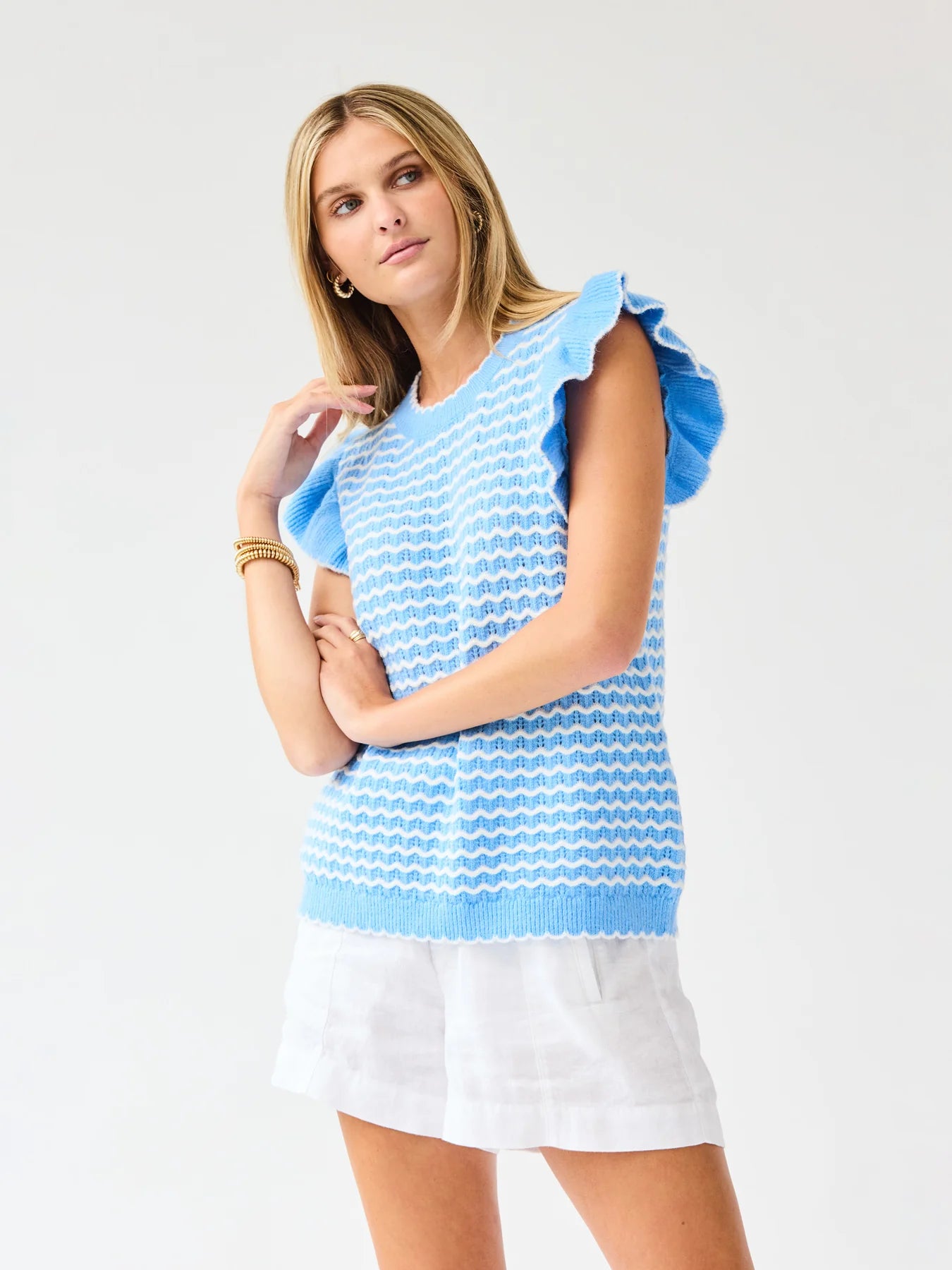 MARY SQUARE Sweater Oakley Blue White