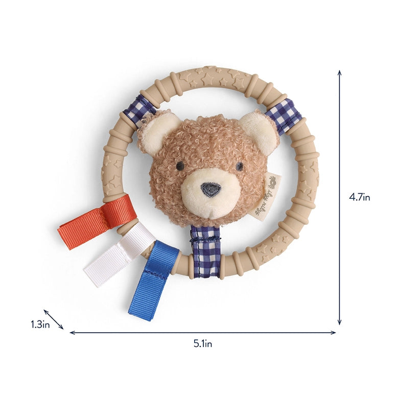 Itzy Ritzy Ring Pal™ - Teething Ring with Plush Character-Taupe Bear