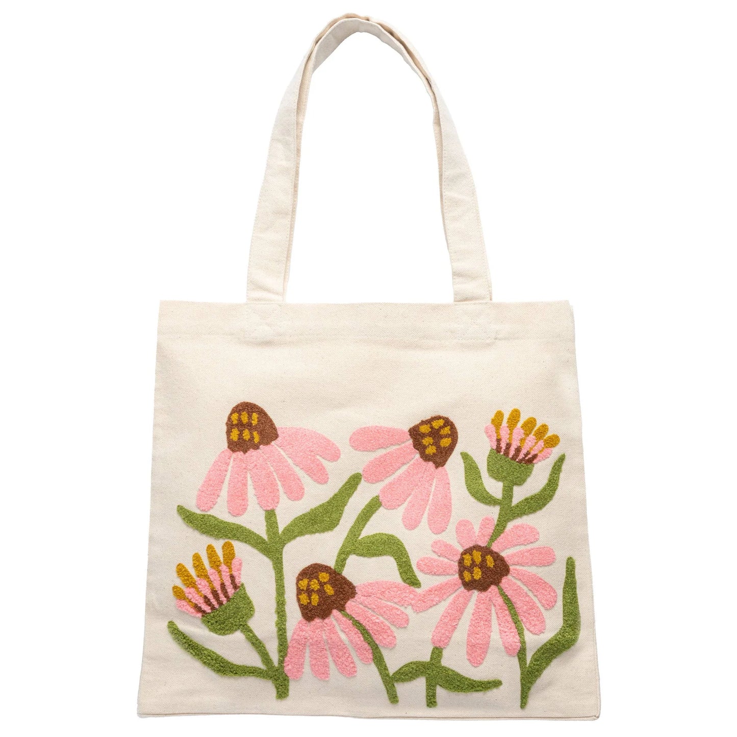 KARMA EMBROIDERED CANVAS TOTE: CONEFLOWERS