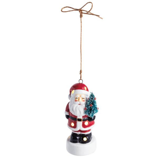 MUD PIE SANTA CERAMIC LED ORNAMENT
